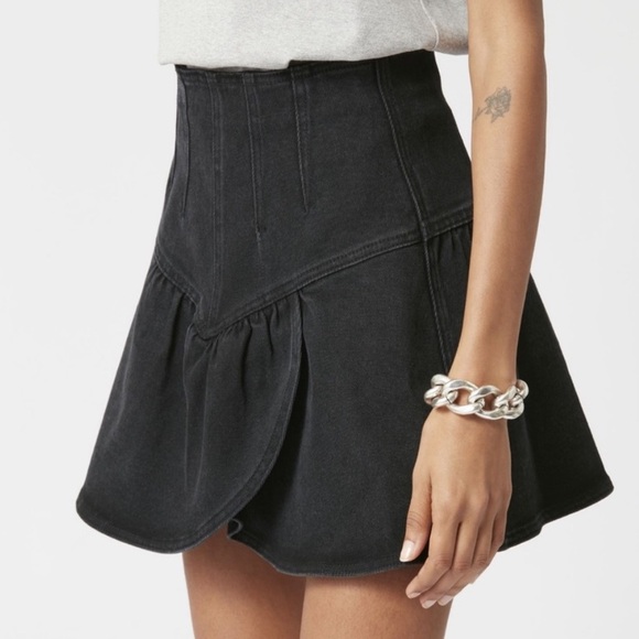 Isabel Marant “Dimenia” Wrap Effect Denim Mini Skirt Gray/Black Size 40 EUC - Picture 2 of 11